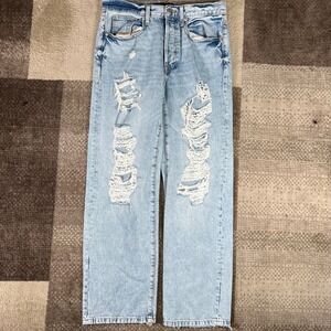 Aeropostale Low Rise Skater Jeans Light Wash Distressed Ripped Denim Womens 4R